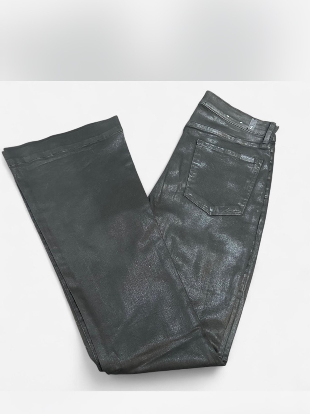 7 For All Mankind  Black Wax Coated Jeans
